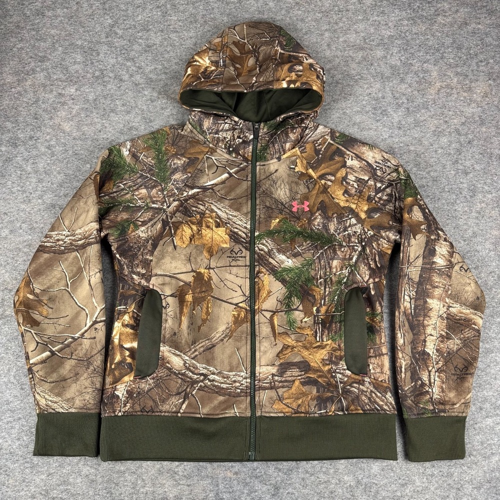 Under Armour Cold Gear Full Zip Hooded Jacket Realtree Xtra Camo Womens Medium M